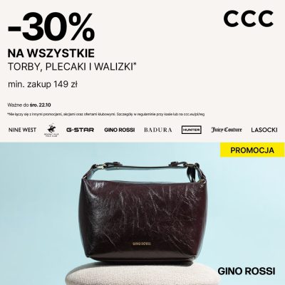 Promocja -30% na torby, plecaki i walizki w CCC -30% na torby, plecaki i walizki w CCC