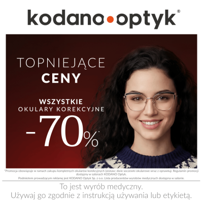Topniejące ceny w KODANO Optyk! WSZYSTKIE okulary korekcyjne 70% taniej!