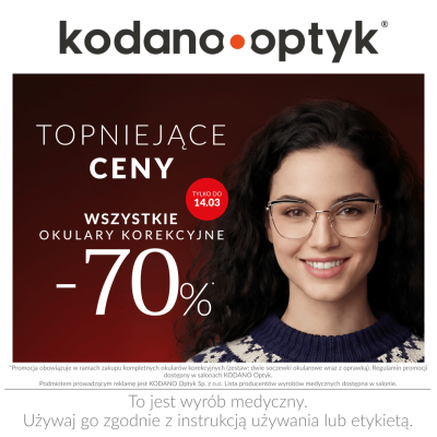 Ostatnie dni promocji! WSZYSTKIE okulary korekcyjne 70% taniej!