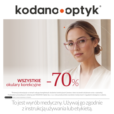 Promocja 70% na WSZYSTKIE okulary korekcyjne 70% na WSZYSTKIE okulary korekcyjne