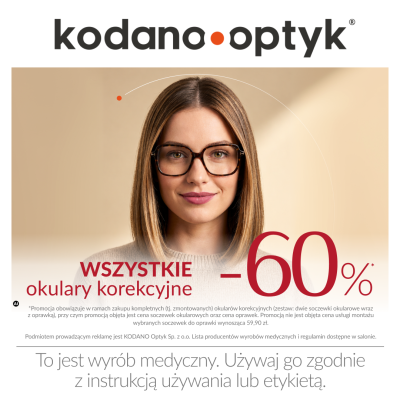 60% rabaty na wszystkie okulary korekcyjne w KODANO Optyk!