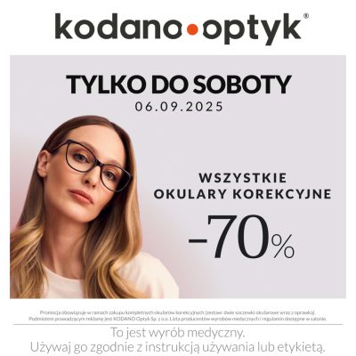 Promocja WSZYSTKIE okulary korekcyjne 70% taniej! WSZYSTKIE okulary korekcyjne 70% taniej!