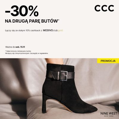 Promocja W CCC druga tańsza para butów 30% taniej! W CCC druga tańsza para butów 30% taniej!