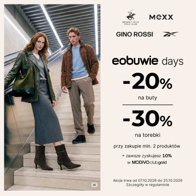 EOBUWIE DAYS wciąż trwają. Rabaty do -30% na wszystko! Skorzystaj z wyjątkowej oferty w eobuwie!