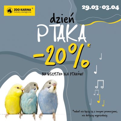 Promocja ZOO Karina -20% Dzień Ptaka ZOO Karina -20% Dzień Ptaka