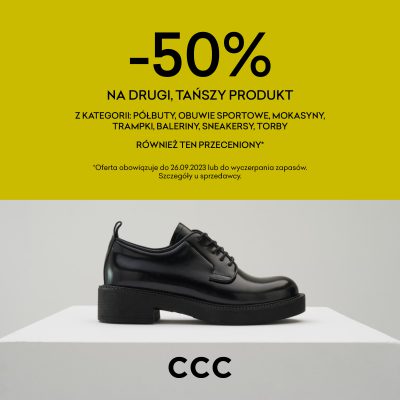 CCC – Promocja w CCC -50% na drugi produkt