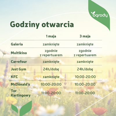 Majówka w Ogrodach – godziny otwarcia