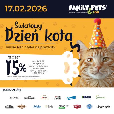 Promocja ŚWIATOWY DZIEŃ KOTA w Family Pets & Zoo ŚWIATOWY DZIEŃ KOTA w Family Pets & Zoo