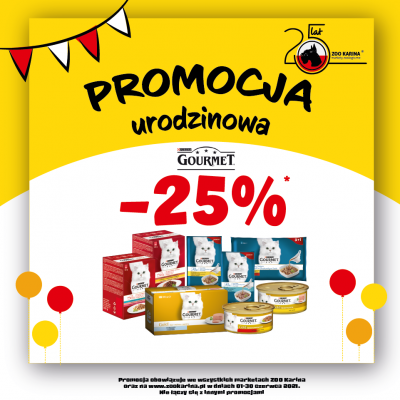 Promocja 25% zniżki na karmę Gourmet ZooKarina oferta jubileuszowa 25% zniżki na karmę Gourmet ZooKarina oferta jubileuszowa